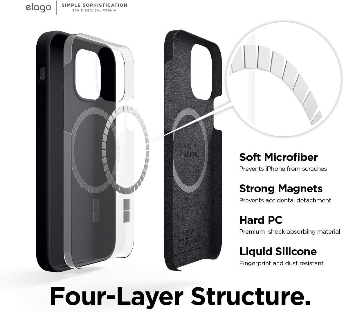 imageelago Magnetic Silicone Case Lovely Pink for iPhone 1212 Pro Builtin Magnets Compatible with MagSafe Accessories CaseBlack