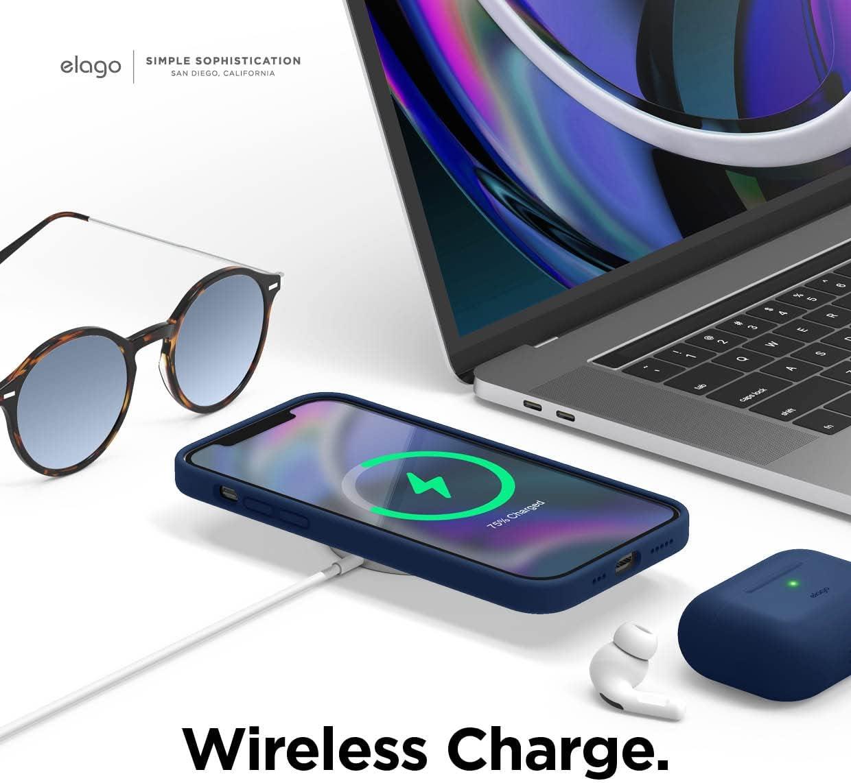 imageelago Magnetic Silicone Case Lovely Pink for iPhone 1212 Pro Builtin Magnets Compatible with MagSafe Accessories CaseIndigo Jeans