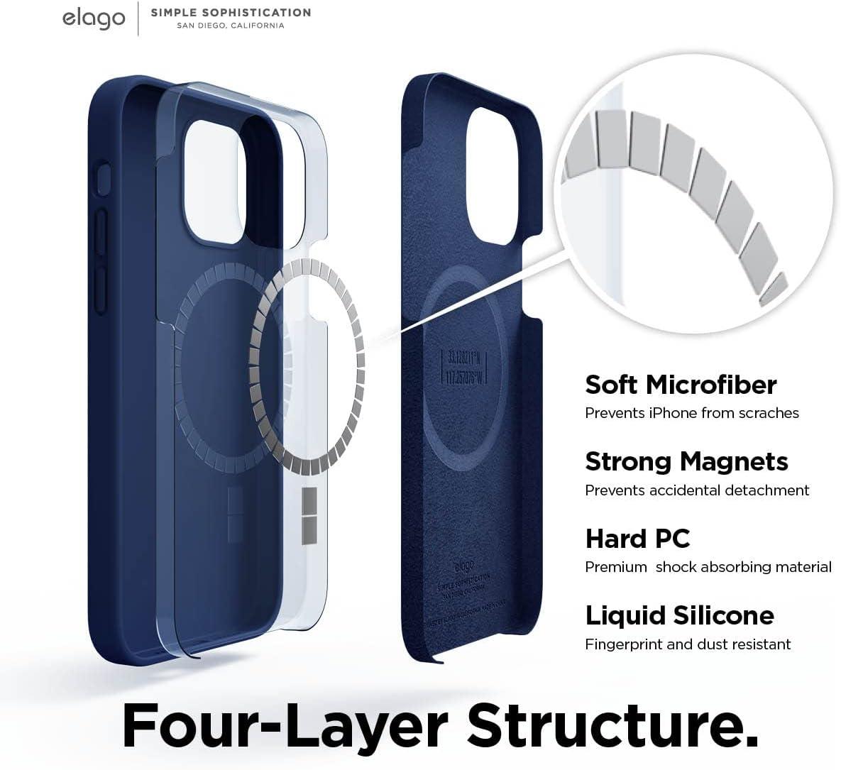 imageelago Magnetic Silicone Case Lovely Pink for iPhone 1212 Pro Builtin Magnets Compatible with MagSafe Accessories CaseIndigo Jeans
