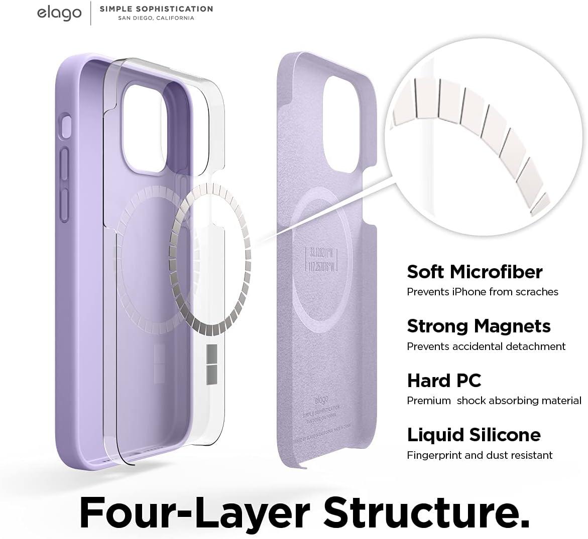 imageelago Magnetic Silicone Case Lovely Pink for iPhone 1212 Pro Builtin Magnets Compatible with MagSafe Accessories CaseLavender
