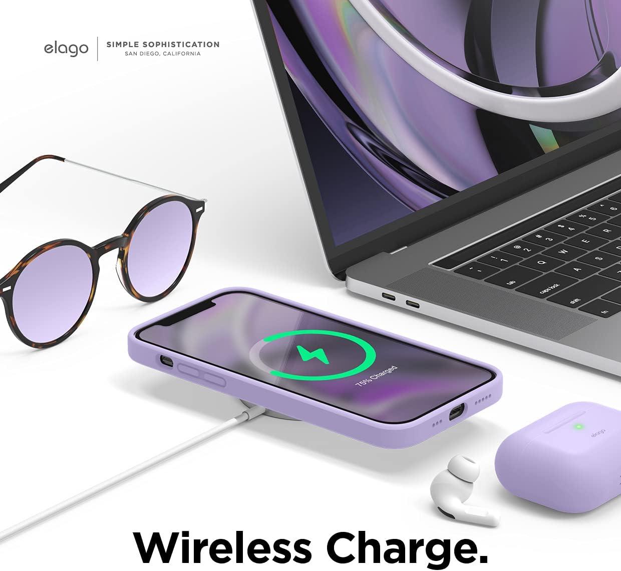 imageelago Magnetic Silicone Case Lovely Pink for iPhone 1212 Pro Builtin Magnets Compatible with MagSafe Accessories CaseLavender