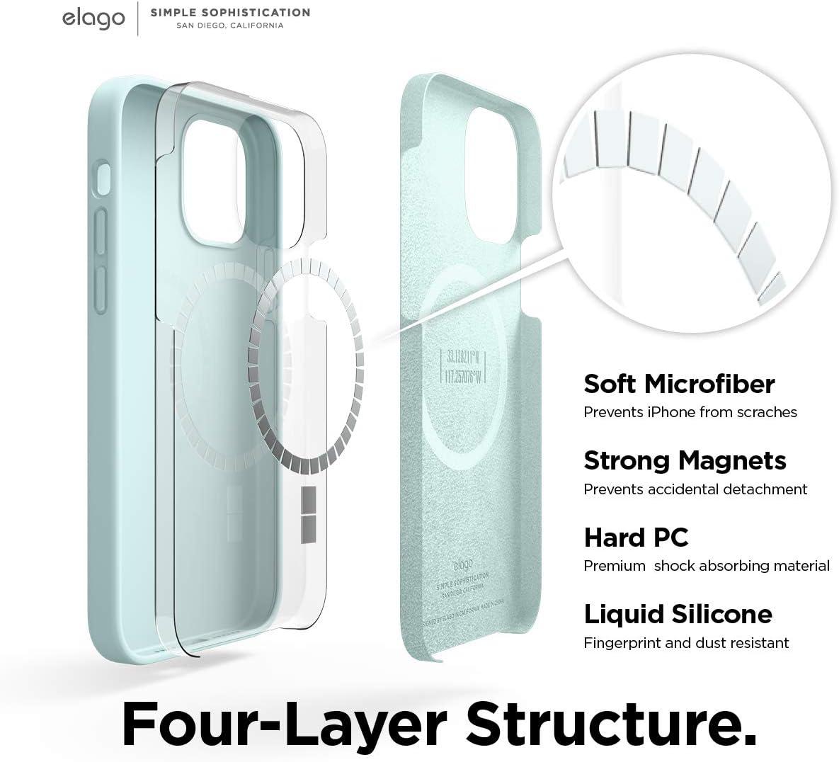imageelago Magnetic Silicone Case Lovely Pink for iPhone 1212 Pro Builtin Magnets Compatible with MagSafe Accessories CaseMint Green