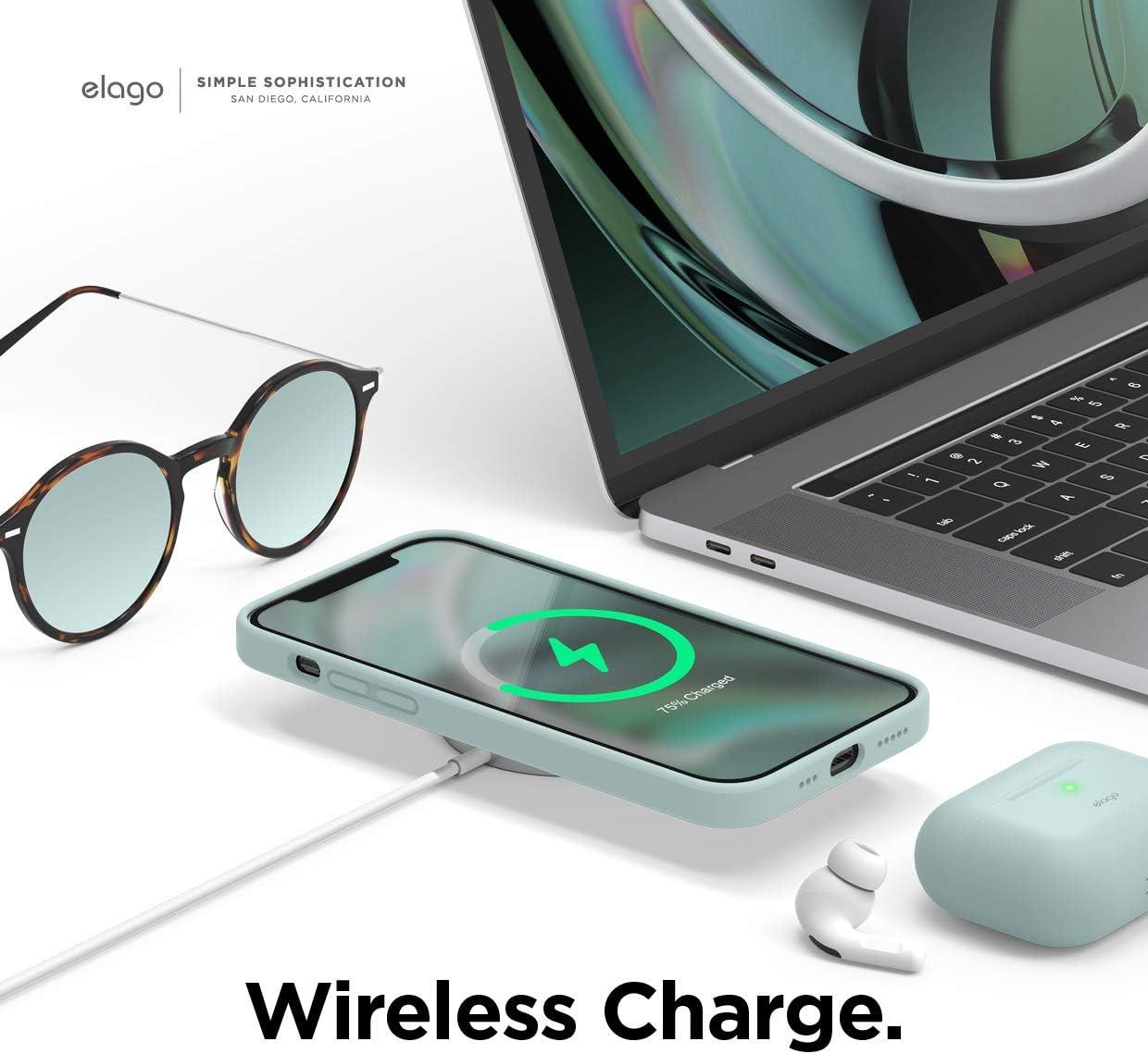 imageelago Magnetic Silicone Case Lovely Pink for iPhone 1212 Pro Builtin Magnets Compatible with MagSafe Accessories CaseMint Green