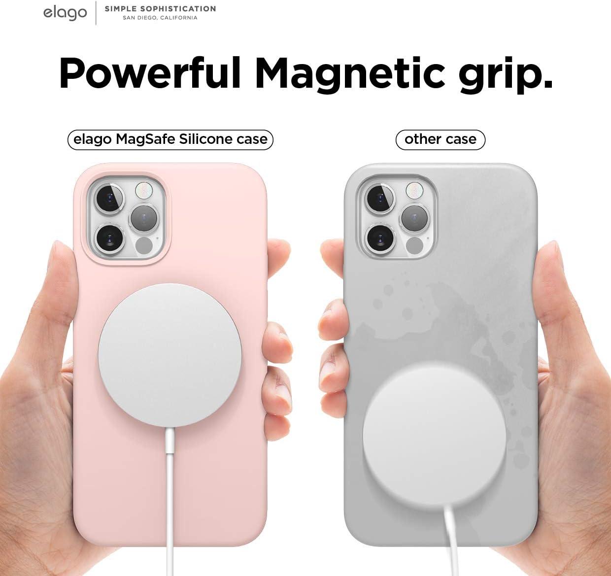 imageelago Magnetic Silicone Case Lovely Pink for iPhone 1212 Pro Builtin Magnets Compatible with MagSafe Accessories CasePink