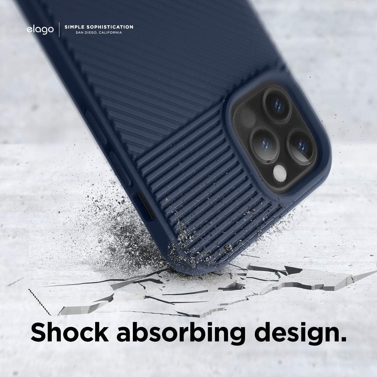 imageelago Protective Cushion Case Compatible with iPhone 12 and Compatible with iPhone 12 Pro 61 Inch 2020 Navy Blue  Shock Absorbing Design Wireless Charging Supported