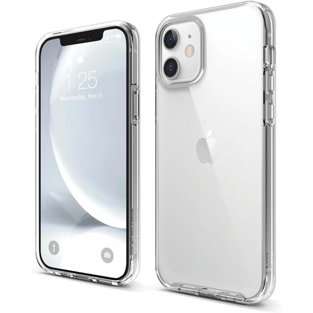 imageelago Hybrid Clear Case Designed for iPhone 12 Case ampamp Designed for iPhone 12 Pro Case 61quot Reduced Yellowing Durable PC Back Flexible Bumper Shockproof Cover Case Mint GreenTransparent