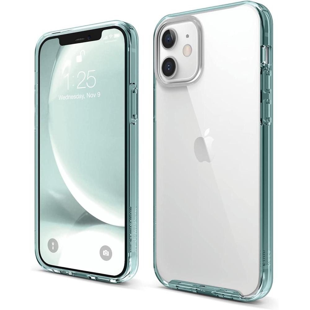 imageelago Hybrid Clear Case Designed for iPhone 12 Case ampamp Designed for iPhone 12 Pro Case 61quot Reduced Yellowing Durable PC Back Flexible Bumper Shockproof Cover Case Mint GreenMint Green