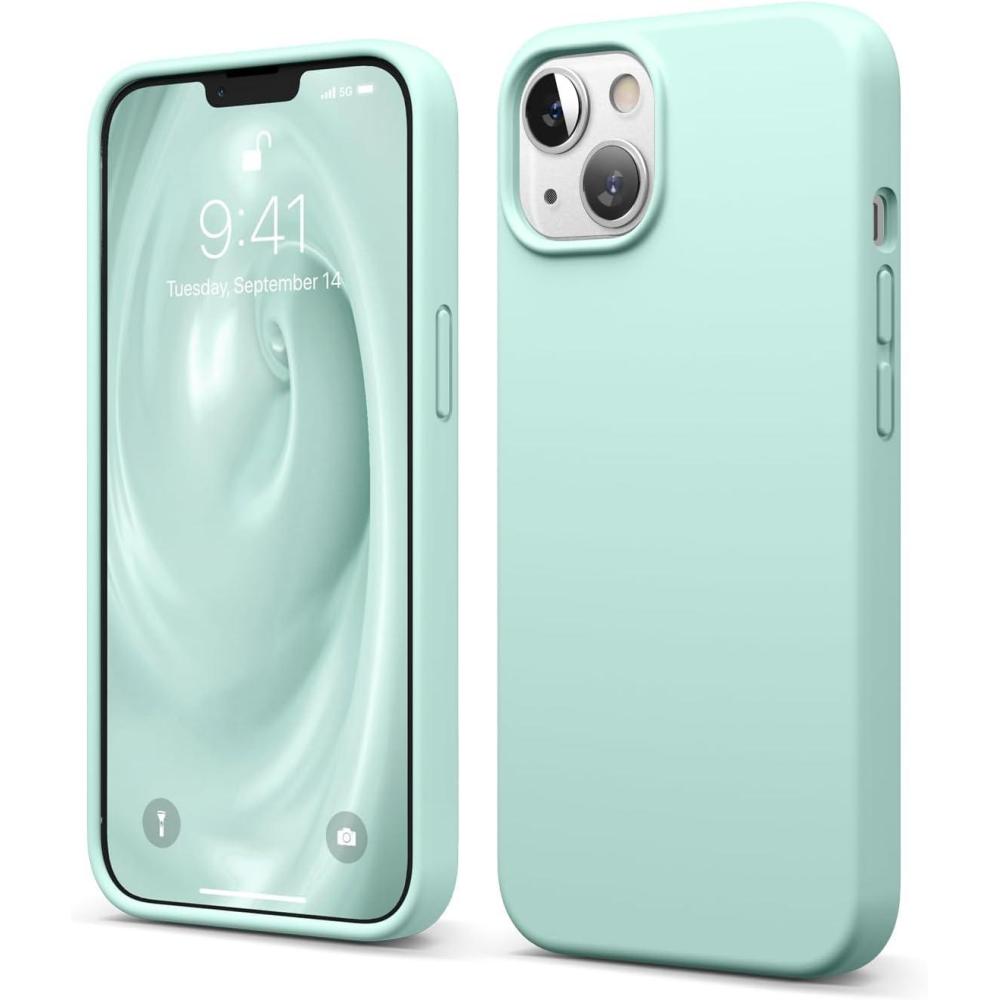 imageelago Liquid Silicone Case Compatible with iPhone 13 61 inchPremium Silicone Full Body Protection  3 Layer Shockproof Phone Case Microfiber LiningAquatic Sky