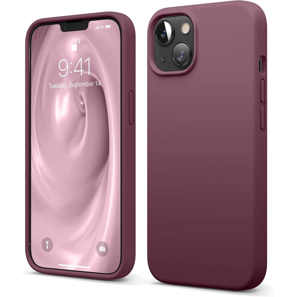 imageelago Liquid Silicone Case Compatible with iPhone 13 61 inchPremium Silicone Full Body Protection  3 Layer Shockproof Phone Case Microfiber LiningBurgundy