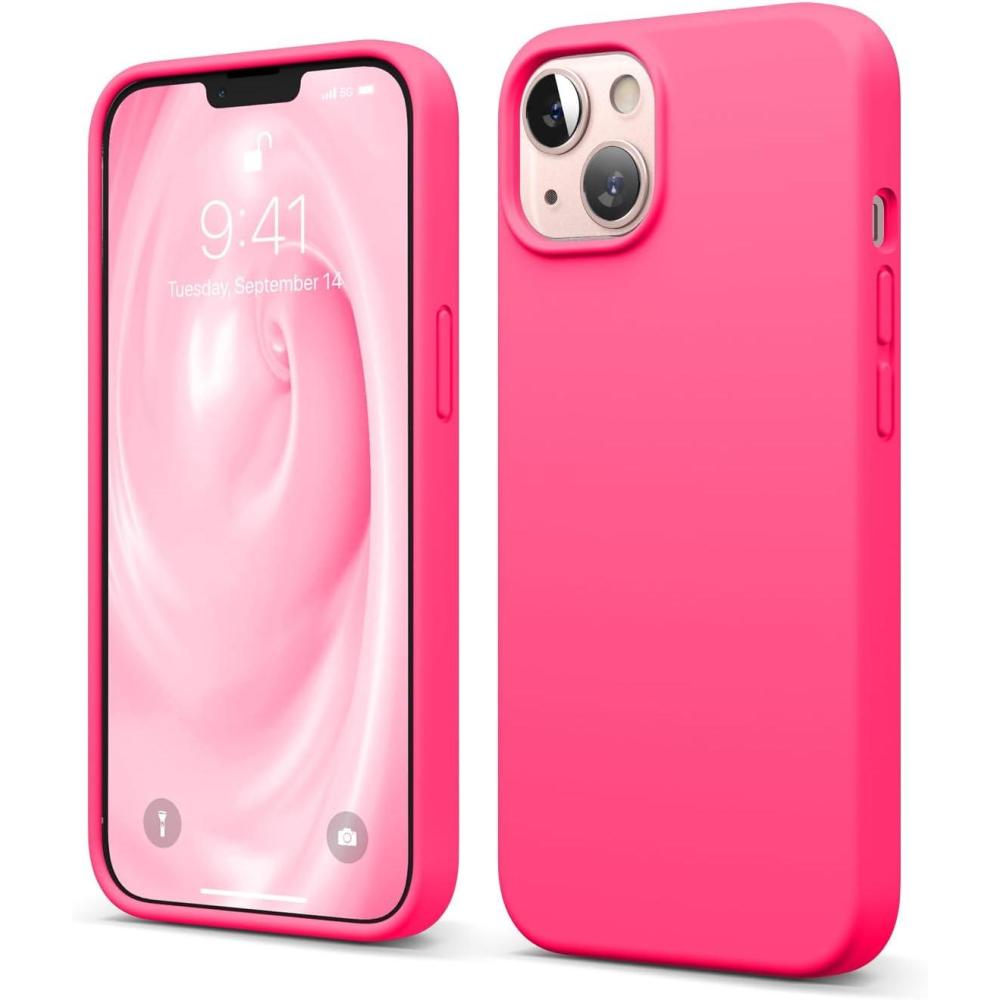 imageelago Liquid Silicone Case Compatible with iPhone 13 61 inchPremium Silicone Full Body Protection  3 Layer Shockproof Phone Case Microfiber LiningLive Pink