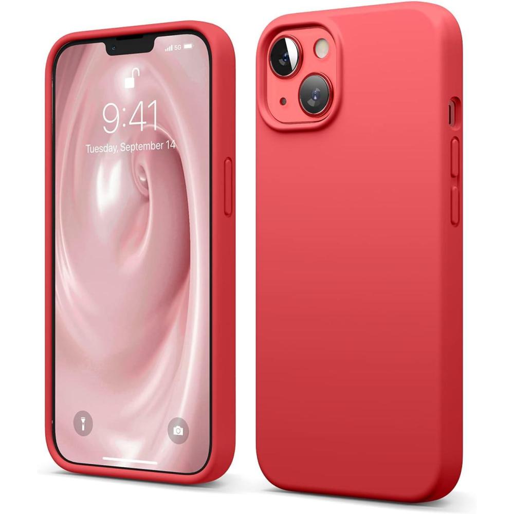 imageelago Liquid Silicone Case Compatible with iPhone 13 61 inchPremium Silicone Full Body Protection  3 Layer Shockproof Phone Case Microfiber LiningRed