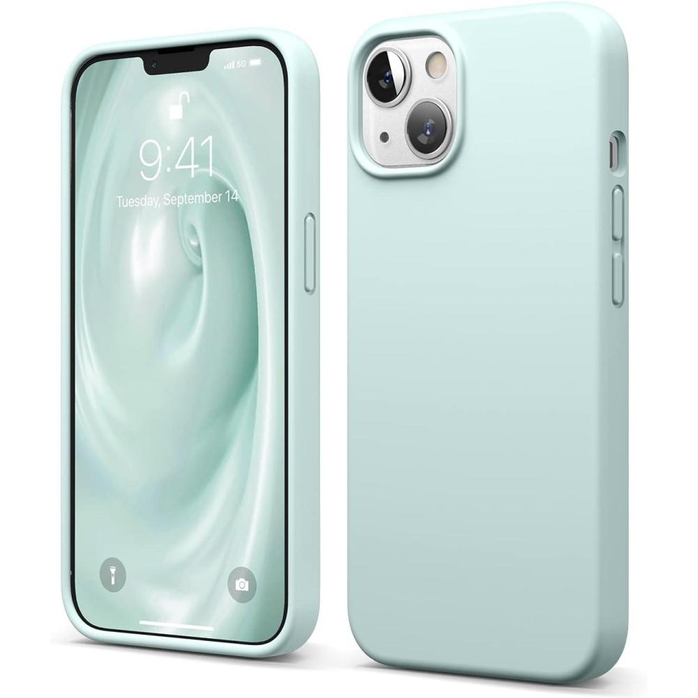 imageelago Liquid Silicone Case Compatible with iPhone 13 61 inchPremium Silicone Full Body Protection  3 Layer Shockproof Phone Case Microfiber Liningmint green