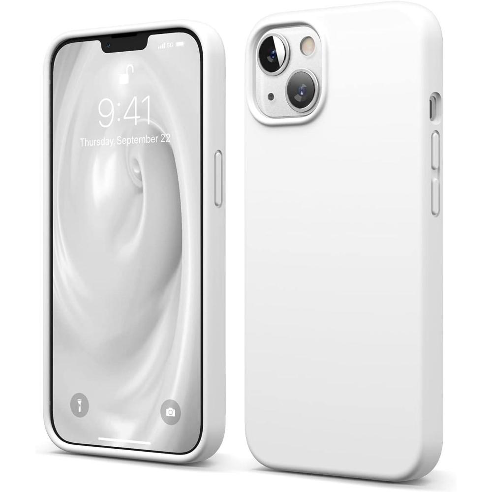 imageelago Liquid Silicone Case Compatible with iPhone 13 61 inchPremium Silicone Full Body Protection  3 Layer Shockproof Phone Case Microfiber Liningwhite