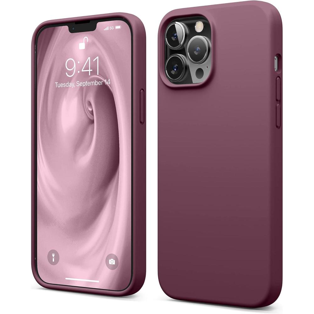imageelago Liquid Silicone Case Compatible with iPhone 13 Pro Max 67 inches Premium Silicone Case Full Protection Case  Shockproof Cover with 3 Structure WhiteBurgundy