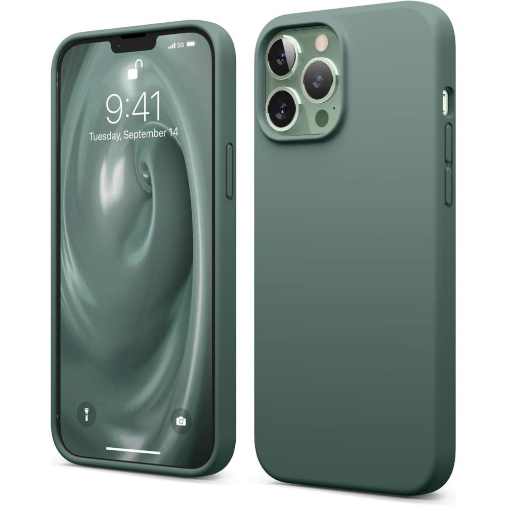 imageelago Liquid Silicone Case Compatible with iPhone 13 Pro Max 67 inches Premium Silicone Case Full Protection Case  Shockproof Cover with 3 Structure WhiteNight Green