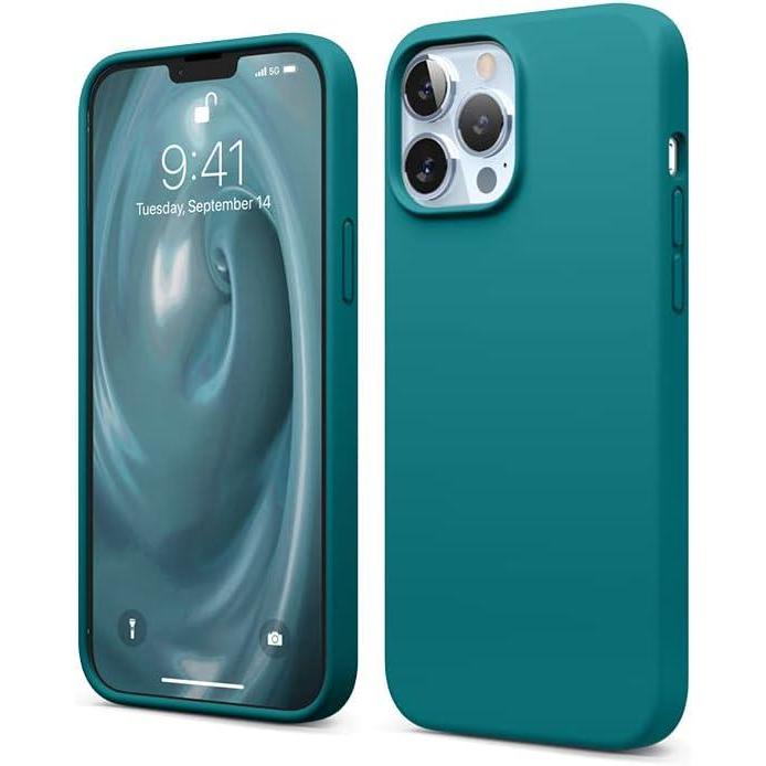 imageelago Liquid Silicone Case Compatible with iPhone 13 Pro Max 67 inches Premium Silicone Case Full Protection Case  Shockproof Cover with 3 Structure WhiteDark Turquoise