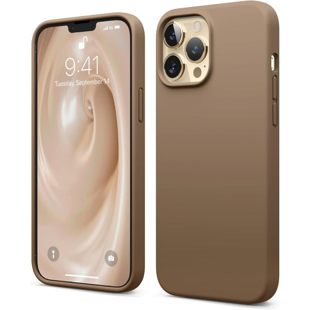 imageelago Liquid Silicone Case Compatible with iPhone 13 Pro Max 67 inches Premium Silicone Case Full Protection Case  Shockproof Cover with 3 Structure WhiteBrown