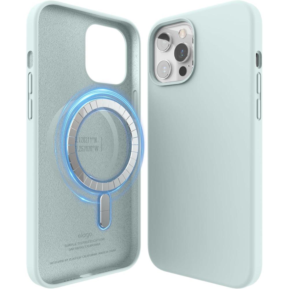 imageelago Magnetic Silicone Case Lovely Pink for iPhone 1212 Pro Builtin Magnets Compatible with MagSafe Accessories CaseMint Green