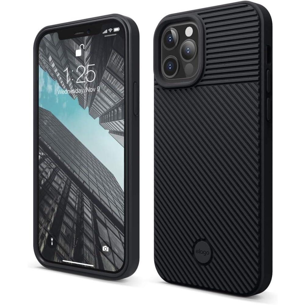 imageelago Protective Cushion Case Compatible with iPhone 12 and Compatible with iPhone 12 Pro 2020 Black  Shock Absorbing Design Supports Magsafe