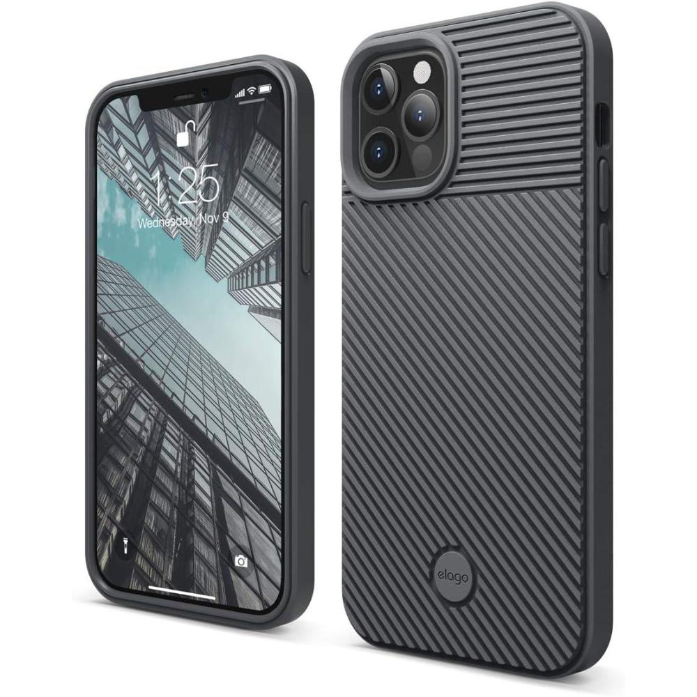imageelago Protective Cushion Case Compatible with iPhone 12 and Compatible with iPhone 12 Pro 2020 Graphite Grey  Shock Absorbing Design Supports Magsafe