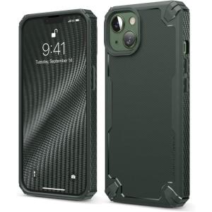 imageelago Armor Case Compatible with iPhone 13 61 inches Heavy Duty Protective Case Premium TPU Case Carbon Fiber Texture Heavy Duty Design Full Body Protection Shockproof Case BlackDark Green