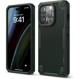 imageelago Armor Compatible with iPhone 14 Pro Case 61 Inch  US Military Grade Drop Protection HeavyDuty Protective Case Carbon Fiber Texture Tough Rugged Design Shockproof Bumper Cover Dark GreenDark Green