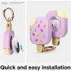 imageelago Ice Cream Case Compatible with Apple AirTag Keychain Compatible with AirTag Case  Drop Protection Carabiner Key Ring Track Dogs Keys Backpacks Purses Tracking Device Not Included MintLavender