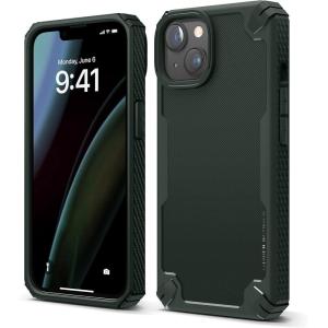 imageelago Armor Compatible with iPhone 14 Case 61 Inch  US Military Grade Drop Protection HeavyDuty Protective Case Carbon Fiber Texture Tough Rugged Design Shockproof Bumper Cover BlackDark Green