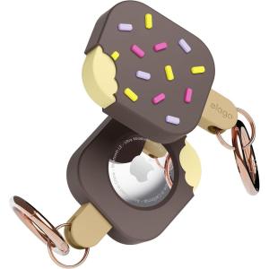 imageelago Ice Cream Case Compatible with Apple AirTag Keychain Compatible with AirTag Case  Drop Protection Carabiner Key Ring Track Dogs Keys Backpacks Purses Tracking Device Not Included MintDark Brown