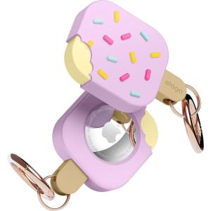 imageelago Ice Cream Case Compatible with Apple AirTag Keychain Compatible with AirTag Case  Drop Protection Carabiner Key Ring Track Dogs Keys Backpacks Purses Tracking Device Not Included MintLavender