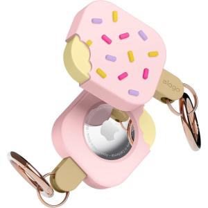 imageelago Ice Cream Case Compatible with Apple AirTag Keychain Compatible with AirTag Case  Drop Protection Carabiner Key Ring Track Dogs Keys Backpacks Purses Tracking Device Not Included MintLovely Pink