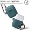 imageelago Silicone Case with Keychain Compatible with Apple AirPods Case 1 ampamp 2 Front LED Visible Supports Wireless Charging Protective Silicone PeachDark Turquoise