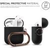 imageelago Silicone Case with Keychain Compatible with Apple AirPods Case 1 ampamp 2 Front LED Visible Supports Wireless Charging Protective Silicone PeachBlack