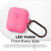 imageelago Silicone Case with Keychain Compatible with Apple AirPods Case 1 ampamp 2 Front LED Visible Supports Wireless Charging Protective Silicone PeachNeon Hot Pink