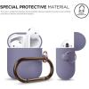 imageelago Silicone Case with Keychain Compatible with Apple AirPods Case 1 ampamp 2 Front LED Visible Supports Wireless Charging Protective Silicone PeachLavender Grey