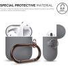 imageelago Silicone Case with Keychain Compatible with Apple AirPods Case 1 ampamp 2 Front LED Visible Supports Wireless Charging Protective Silicone PeachMedium Grey