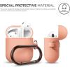 imageelago Silicone Case with Keychain Compatible with Apple AirPods Case 1 ampamp 2 Front LED Visible Supports Wireless Charging Protective Silicone PeachPeach