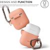 imageelago Silicone Case with Keychain Compatible with Apple AirPods Case 1 ampamp 2 Front LED Visible Supports Wireless Charging Protective Silicone PeachPeach
