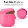 imageelago Silicone Case with Keychain Compatible with Apple AirPods Case 1 ampamp 2 Front LED Visible Supports Wireless Charging Protective Silicone PeachNeon Hot Pink