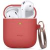 imageelago Silicone Case with Keychain Compatible with Apple AirPods Case 1 ampamp 2 Front LED Visible Supports Wireless Charging Protective Silicone PeachRed