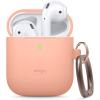 imageelago Silicone Case with Keychain Compatible with Apple AirPods Case 1 ampamp 2 Front LED Visible Supports Wireless Charging Protective Silicone PeachPeach