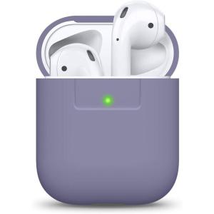 imageelago Premium Silicone Case Compatible with Apple AirPods 1 and 2 Front LED Visible WhiteLavender Gray