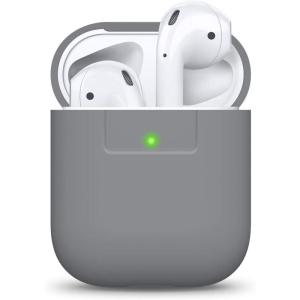 imageelago Premium Silicone Case Compatible with Apple AirPods 1 and 2 Front LED Visible WhiteMedium Gray
