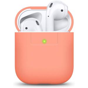 imageelago Premium Silicone Case Compatible with Apple AirPods 1 and 2 Front LED Visible WhitePeach