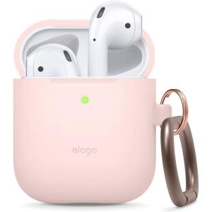 imageelago Silicone Case with Keychain Compatible with Apple AirPods Case 1 ampamp 2 Front LED Visible Supports Wireless Charging Protective Silicone PeachLovely Pink