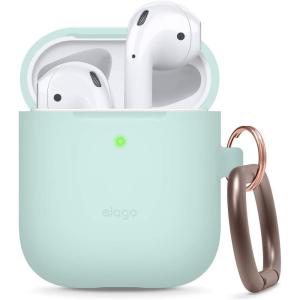 imageelago Silicone Case with Keychain Compatible with Apple AirPods Case 1 ampamp 2 Front LED Visible Supports Wireless Charging Protective Silicone PeachMint