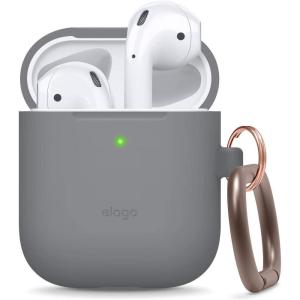 imageelago Silicone Case with Keychain Compatible with Apple AirPods Case 1 ampamp 2 Front LED Visible Supports Wireless Charging Protective Silicone PeachMedium Grey