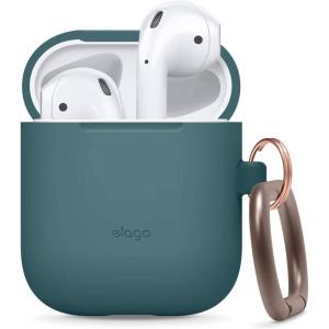 imageelago Silicone Case with Keychain Compatible with Apple AirPods Case 1 ampamp 2 Front LED Visible Supports Wireless Charging Protective Silicone PeachDark Turquoise