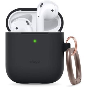 imageelago Silicone Case with Keychain Compatible with Apple AirPods Case 1 ampamp 2 Front LED Visible Supports Wireless Charging Protective Silicone PeachBlack