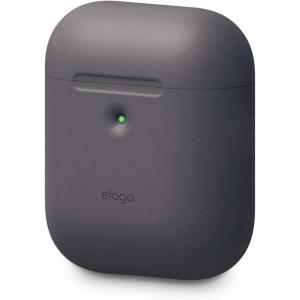 imageelago Silicone Protective Case Compatible with Apple AirPods 2 Wireless Charging Case Front LED Visible AntiSlip Coating Inside Patent Registered Nightglow BlueDark Gray
